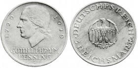 Weimarer Republik
Gedenkmünzen
3 Reichsmark Lessing
1929 J. gutes vorzüglich