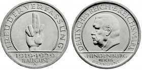 Weimarer Republik
Gedenkmünzen
5 Reichsmark Schwurhand
1929 A. vorzüglich, winz. Kratzer
