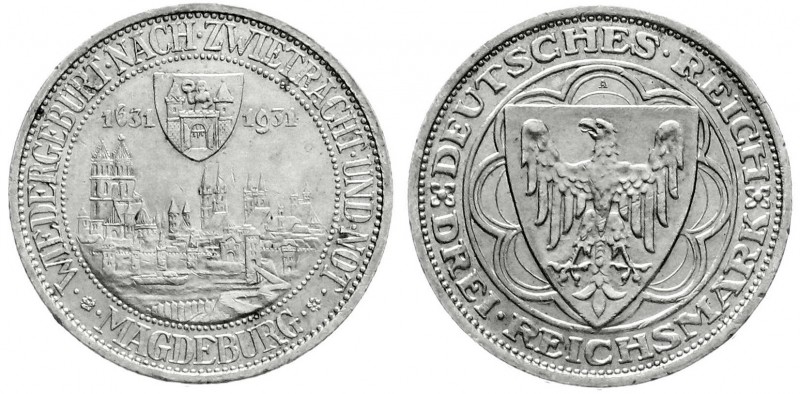 Weimarer Republik
Gedenkmünzen
3 Reichsmark Magdeburg
1931 A. vorzüglich/Stem...