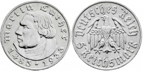 Drittes Reich
Gedenkmünzen
5 Reichsmark Luther, 1933-1934
1933 E. sehr schön/vorzüglich