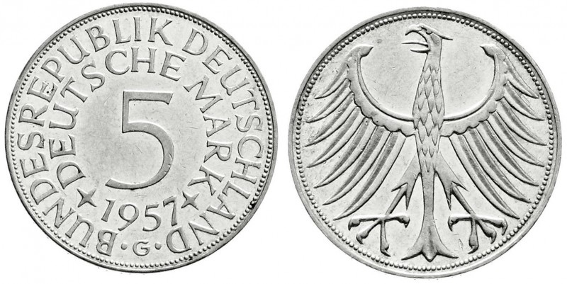 Münzen der Bundesrepublik Deutschland
Kursmünzen
5 Deutsche Mark Silber 1951-1...