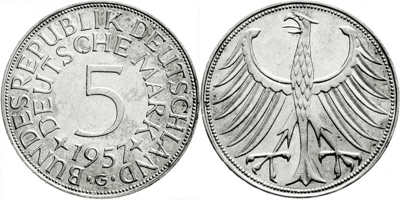 Münzen der Bundesrepublik Deutschland
Kursmünzen
5 Deutsche Mark Silber 1951-1...