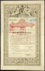Varia
Aktien
Österreich
Staatsschuldverschreibung über 100 Gulden, Wien 1. Juli 1868. Doppelbogen mit 25 Coupons.
III