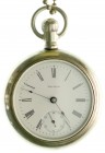 Varia
Uhren
Taschenuhren
Amerikanische Eisenbahner-Taschenuhr WALTHAM, um 1900. Nickelgehäuse. 57 mm.
Zifferblatt winz. Haarriss, Werk intakt