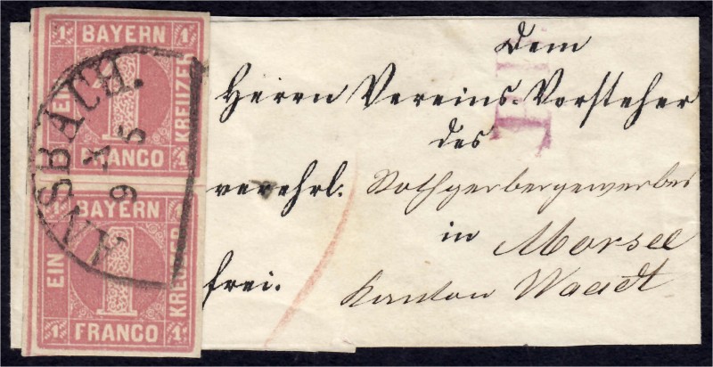 Briefmarken
Deutschland
Altdeutschland
1 Kreuzer Freimarken 1850, senkrechtes...