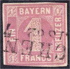 Briefmarken
Deutschland
Altdeutschland
1 Kreuzer rosa 1850, Platte 2, mit seltenem Plattenfehler "rechte und linke Randlinie aufgespalten sowie rec...