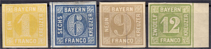 Briefmarken
Deutschland
Altdeutschland
1 Kr., 6 Kr., 9 Kr. und 12 Kr. Freimar...
