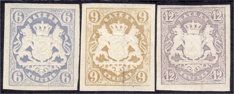 Briefmarken
Deutschland
Altdeutschland
6 Kr., 9 Kr. und 12 Kr. Freimarken 186...