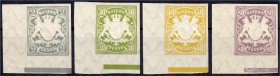 Briefmarken
Deutschland
Altdeutschland
2 Pf. - 80 Pf. Staatswappen 1900, ungezähnt, postfrische Luxuserhaltung, linke untere Bogenecke, mit Signatu...