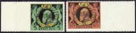 Briefmarken
Deutschland
Altdeutschland
25 Jahre Regentschaft von Prinzregent Luitpold 1911, beide Werte vom Seitenrand, 5 Pf. und 10 Pf. links und ...