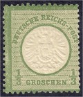 Briefmarken
Deutschland
Deutsches Reich
1/3 Groschen großer Brustschild 1872, postfrische Luxuserhaltung. Fotobefund Hennies BPP >einwandfrei
