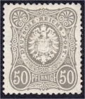 Briefmarken
Deutschland
Deutsches Reich
50 Pfennige 1875, eine Originalmarke in ungebrauchter Erhaltung. Fotoattest Jäschke-Lantelme BPP >gut gezäh...