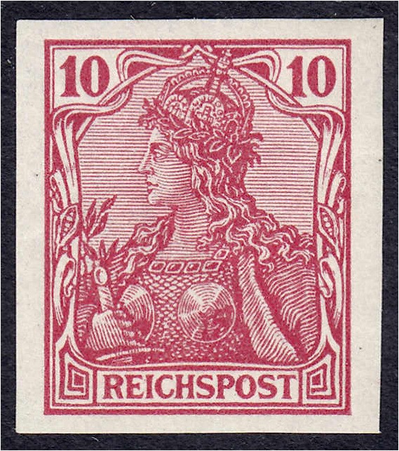 Briefmarken
Deutschland
Deutsches Reich
10 Pf. Germania 1900, ungezähnt in po...