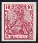 Briefmarken
Deutschland
Deutsches Reich
10 Pf. Germania 1900, ungezähnt in postfrischer Erhaltung, signiert W. Engel. Mi. 200,-€.
**