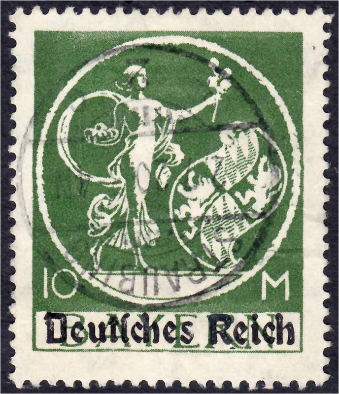 Briefmarken
Deutschland
Deutsches Reich
10 M Bayernabschied 1920, sauber gest...