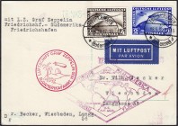 Briefmarken
Deutschland
Deutsches Reich
2 M + 4 M Südamerika 1930, kompletter Satz auf Postkarte, 4 Mark mit Plattenfehler I ,,Blitz" neben Adler. ...
