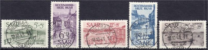 Briefmarken
Deutschland
Saarland
5 Fr. - 25 Fr. Hochwasserhilfe 1948, komplet...