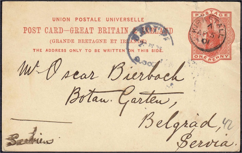 Briefmarken
Briefe
Grossbritannien
Ganzsachen-Postkarte (One Penny), verfasst...