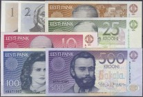 Banknoten
Ausland
Estland
Komplette Serie, 7 Scheine: 1 bis 500 Krooni 1991/92. I bis II