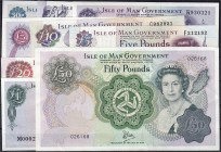 Banknoten
Ausland
Insel Man
9 Stück: 50 New Pence o.D. (1979), 3 X 1 Pound, auf Bradvek (Plastik) o.D. (1983), geringe Auflage (Seriennr. M000251),...