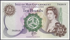 Banknoten
Ausland
Insel Man
10 Pounds o.D. (1979). Without prefix.
I, sehr selten