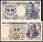Banknoten
Ausland
Japan
2 Scheine: 1000 und 5000 Yen o.D. (1993). beide I