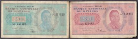 Banknoten
Ausland
Katanga
2 Scheine: 20 Francs 21.11.1960 und 50 Francs 10.11.1960.
beide IV, selten