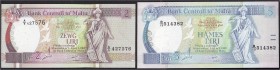 Banknoten
Ausland
Malta
2 Scheine: 2 und 5 Liri L. 1967 (1994). beide I