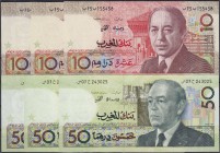 Banknoten
Ausland
Marokko
6 Scheine der Bank al-Maghrib: 3 X 10 und 3 X 50 Dirhams 1987. alle I