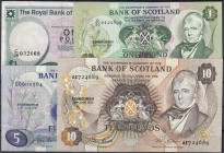 Banknoten
Ausland
Schottland
4 Scheine: Bank of Scotland, 1, 5 und 10 Pounds 1981/82 (alle I), dazu 1 Pound Royal Bank of Scotland 1981 (III)
