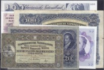 Banknoten
Ausland
Schweiz
6 Banknoten: 100 Franken 1927 und 1973, 20 Franken 1949 und 1973, 10 Franken 1971, 5 Franken 1951.
I- bis III-IV