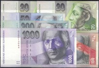 Banknoten
Ausland
Slowakei
6 verschiedene Scheine 1993 bis 1996. 2 X 20, 50, 100, 200 und 1000 Korun (I-II).
I bis III