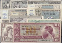 Banknoten
Ausland
Vereinigte Staaten von Amerika
12 Military Payment Certificates von 5 Cents bis 10 Dollars. Serien 461 (1946, 50 Cents, 1 Dollar)...