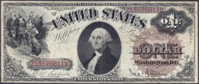 Banknoten
Ausland
Vereinigte Staaten von Amerika
1 Dollars 1880. George Washington. Siegel rechts, KN rot.
III, selten