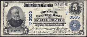 Banknoten
Ausland
Vereinigte Staaten von Amerika
5 Dollar National Currency 1.9.1906, Crocker National Bank San Francisco/California. Hand-Untersch...
