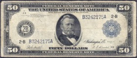 Banknoten
Ausland
Vereinigte Staaten von Amerika
50 Dollars mit blauem Siegel 1914 New York. IV, selten