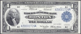 Banknoten
Ausland
Vereinigte Staaten von Amerika
1 Dollar National Currency 1918 Boston. II-III, selten