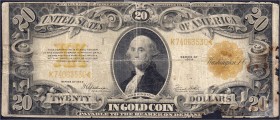 Banknoten
Ausland
Vereinigte Staaten von Amerika
20 Dollars Gold 1922. George Washington.
IV-, Fehlstellen, Flecke, leicht hinterlegt, selten
