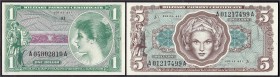 Banknoten
Ausland
Vereinigte Staaten von Amerika
2 Stück: 1 und 5 Dollars Military Payment Certificate o.D. (1969). Serie 651.
beide I