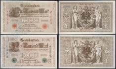 Banknoten
Die deutschen Banknoten ab 1871 nach Rosenberg
Deutsches Reich, 1871-1945
36 Scheine: 1000 Mark 21.4.1910. 20 X Udr.-Buchstabe T, Serie M...
