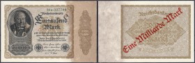 Banknoten
Die deutschen Banknoten ab 1871 nach Rosenberg
Deutsches Reich, 1871-1945
1 Mrd. Mark 15.12.1922. Ohne Bogen Wz. Überdruck nur auf der Rs...