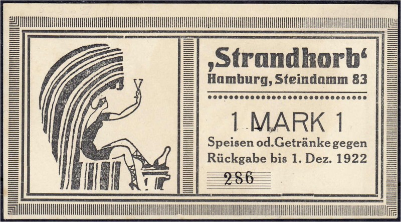 Banknoten
Deutsches Notgeld und KGL
Hamburg (Hamburg)
Strandkorb, Steindamm 8...