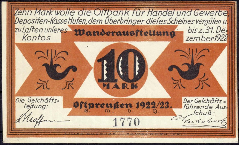 Banknoten
Deutsches Notgeld und KGL
Königsberg (Ostpreußen)
Hufen, Wanderauss...