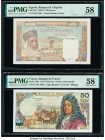Algeria Banque de l'Algerie 100 Francs 1939-45 Pick 85 PMG Choice About Unc 58; France Banque de France 50 Francs 2.10.1975 Pick 148e PMG Choice About...
