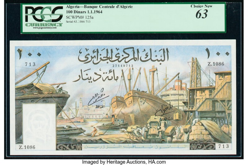 Algeria Banque Centrale d'Algerie 100 Dinars 1964 Pick 125a PCGS Currency Choice...