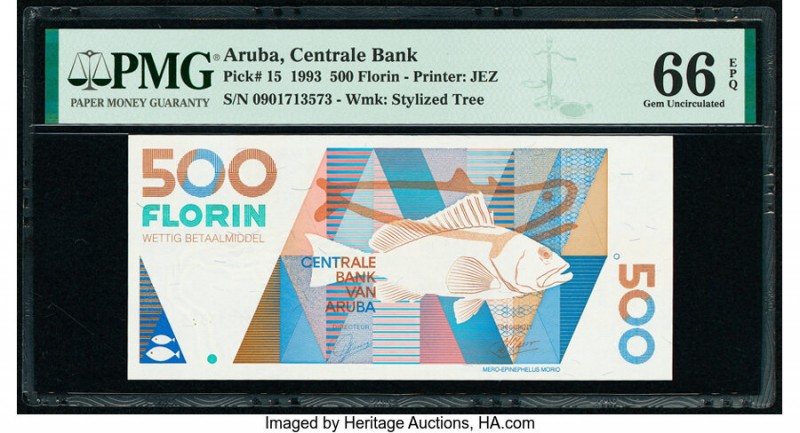 Aruba Centrale Bank 500 Florin 1993 Pick 15 PMG Gem Uncirculated 66 EPQ. 

HID09...