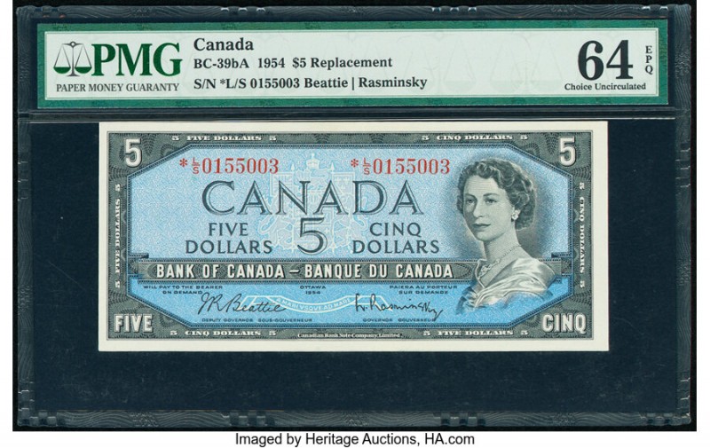 Canada Bank of Canada $5 1954 Pick 77b BC-39bA Replacement PMG Choice Uncirculat...
