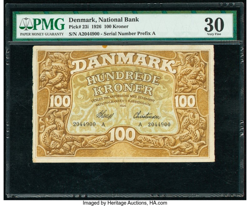 Denmark National Bank 100 Kroner 1926 Pick 23i PMG Very Fine 30. Rust.

HID09801...