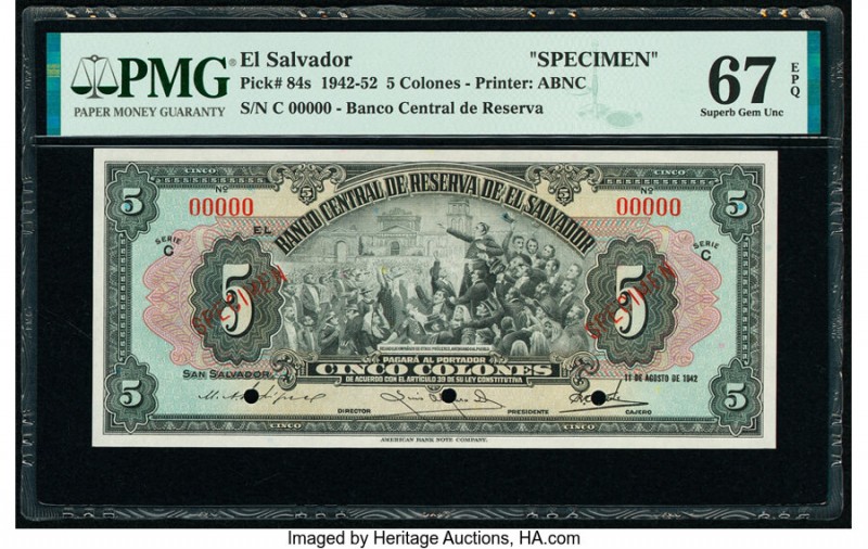 El Salvador Banco Central de Reserva de El Salvador 5 Colones 11.8.1942 Pick 84s...