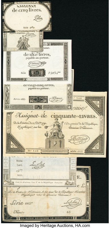 France Group Lot of 7 Examples Fine-About Uncirculated. A split and hole are pre...